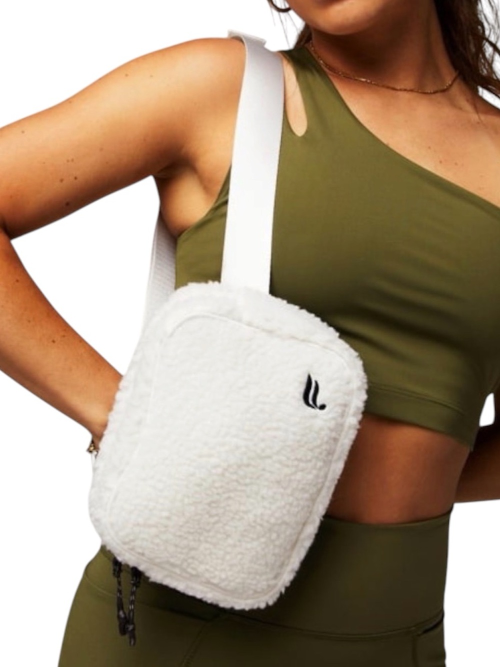 Fabletics The Belt Bag Teddy in white New with Tags